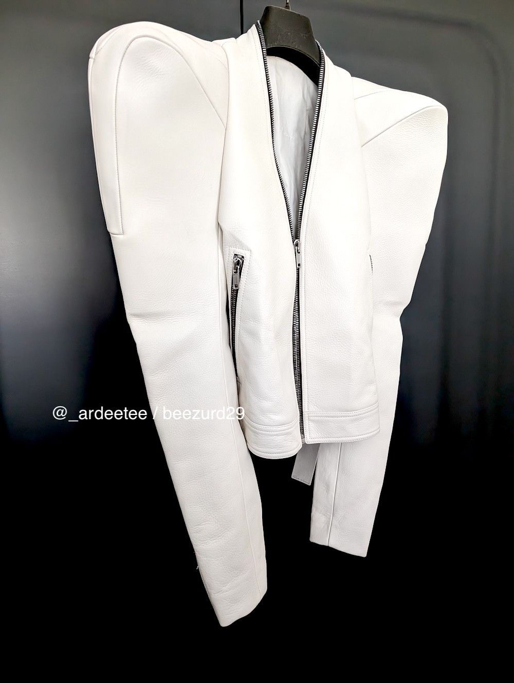 Rick Owens *NEW* RARE $5K RUNWAY KUNST BIKER LEATHER JACKET Size XS / US 0-2 / IT 36-38 - 2 Thumbnail