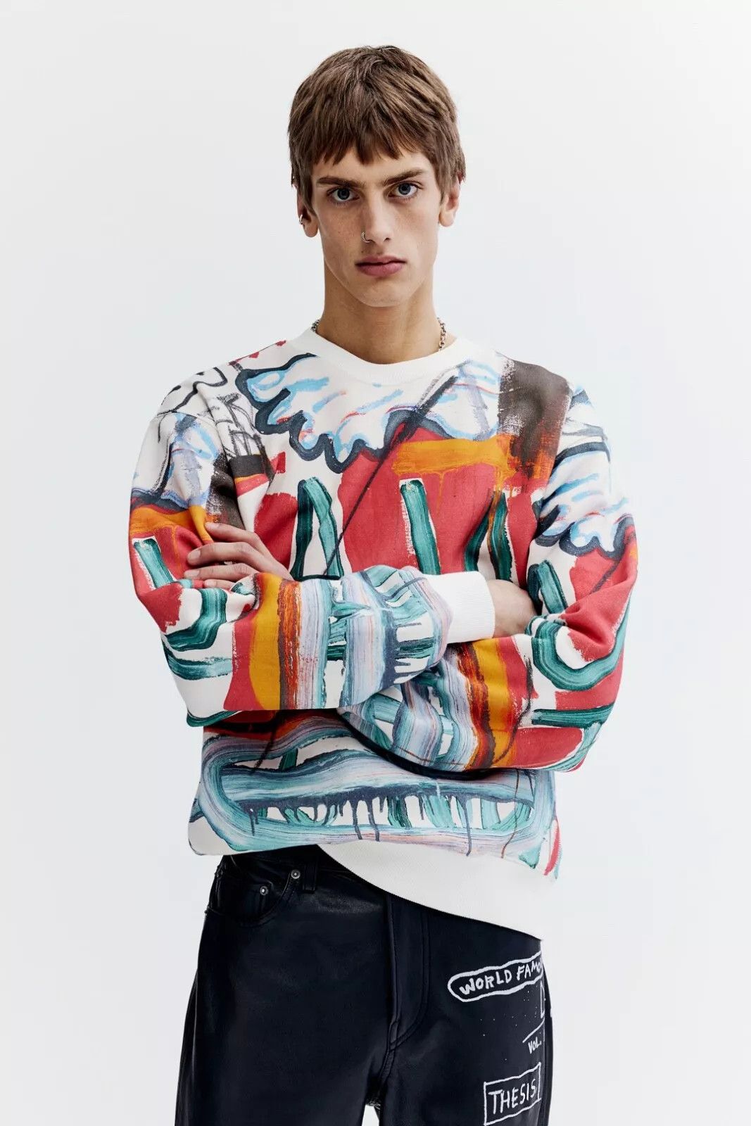 H&M × Jean-Michel Basquiat × Who Decides War Who Decides War El Bravado Basquiat Pattern Sweatshirt Size US M / EU 48-50 / 2 - 2 Thumbnail