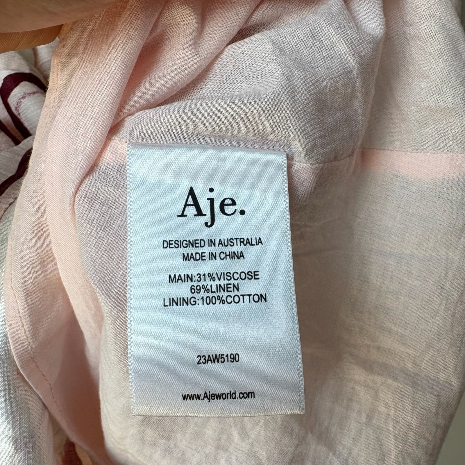 Aje Aje Dress Pink Abstract Dove Linen Blend Minidress Size US 0 Size XS / US 0-2 / IT 36-38 - 9 Thumbnail
