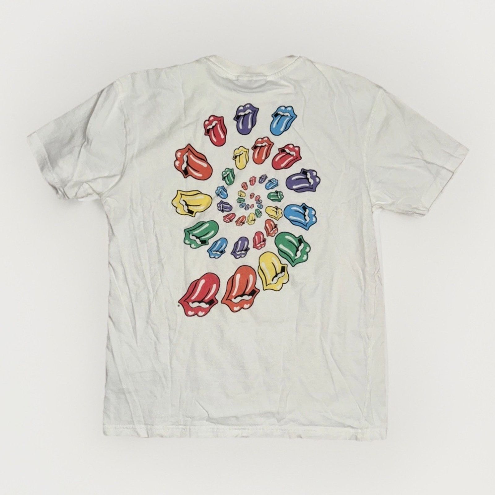Band Tees × Vintage Rolling Stones Rainbow Tongue Graphic T-Shirt White S 19x25 Size US S / EU 44-46 / 1 - 1 Thumbnail