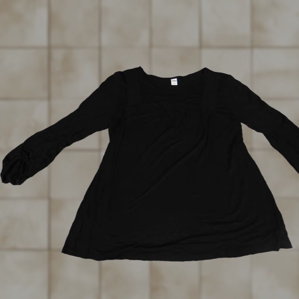 Old Navy Old Navy Womens Blouse S Black Stretch Top Crew Neck Pullover Casual Polyester Blouse Regular Fit Womens Size S / US 4 / IT 40 - 1 Thumbnail