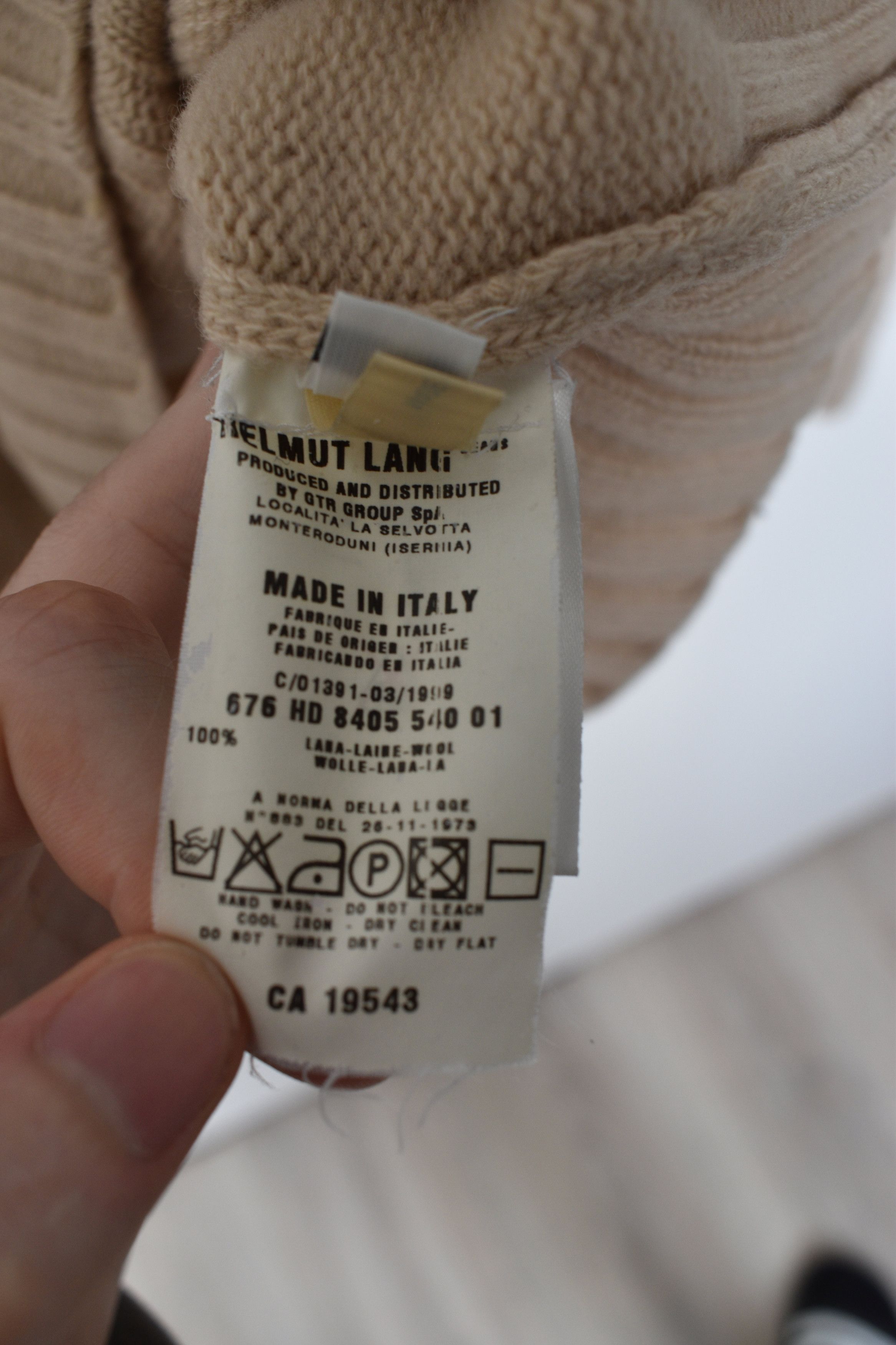 Helmut Lang × Vintage Helmut Lang 1999 Wool Cream Knit Sweater V Neck Beige Size US S / EU 44-46 / 1 - 4 Thumbnail