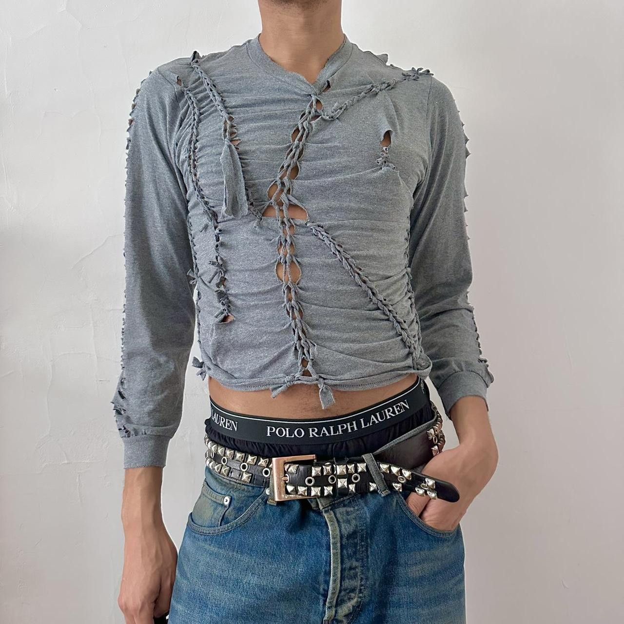 Gildan ASTROBOI* x Gildan 'Sl8' Gray Braided L/S T-Shirt - Large Size US L / EU 52-54 / 3 - 6 Thumbnail