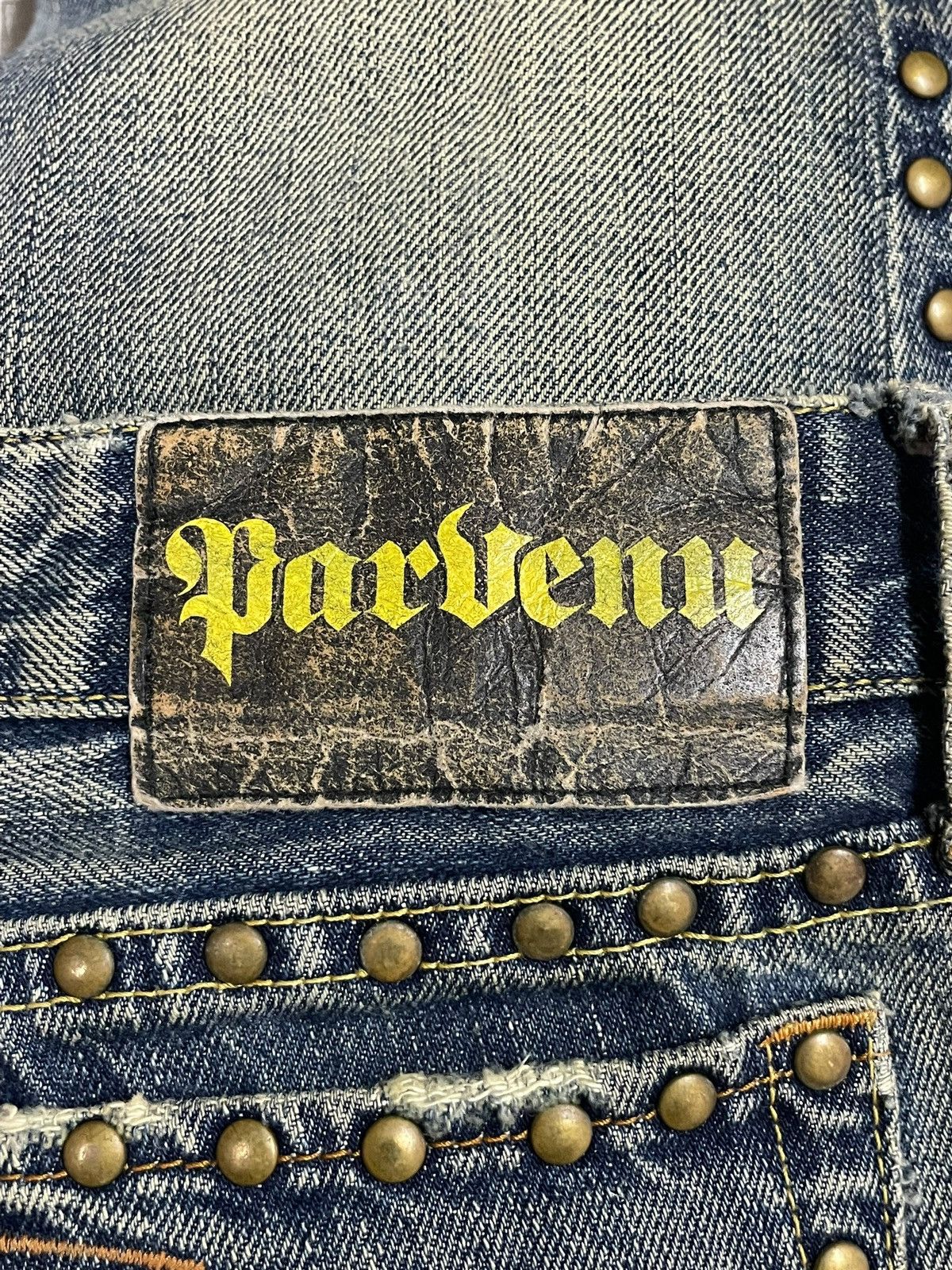 If Six Was Nine Vintage Japanese Crazy Rivet Mad Punk Distressed Flare Jeans Size 30" / US 8 / IT 44 - 19 Thumbnail