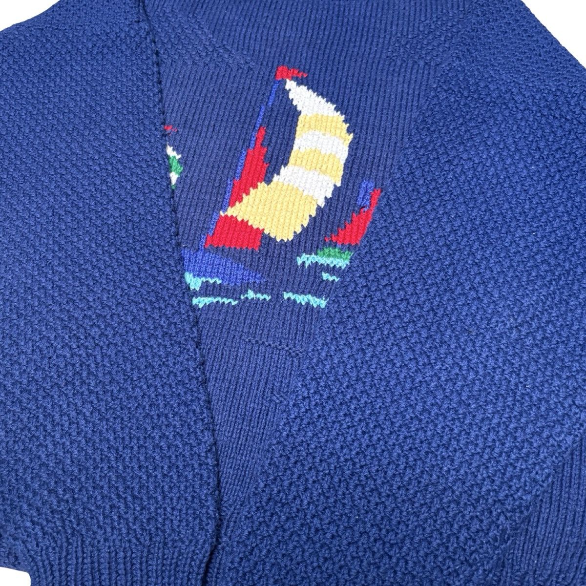 Club Room Vintage 90s HandKnit Sailbot Yacht Sweater Navy PRL Style XL Size US XL / EU 56 / 4 - 3 Thumbnail