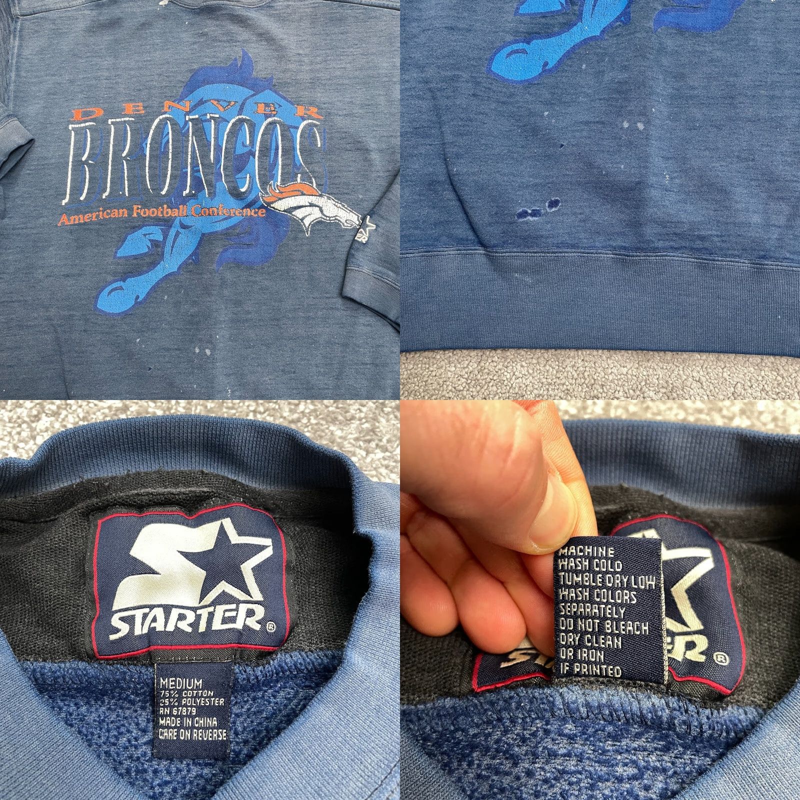 Starter VINTAGE Starter 90s Graphic Pullover Sweatshirt Mens M Blue Crew Neck All Seasons Graphic Print Casual Size US M / EU 48-50 / 2 - 8 Thumbnail
