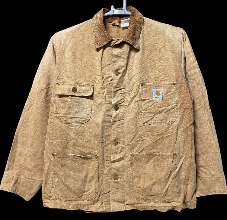 Carhartt Vtg Carhartt chore jacket made in Usa sunfaded yellow colour Size US L / EU 52-54 / 3 - 1 Thumbnail