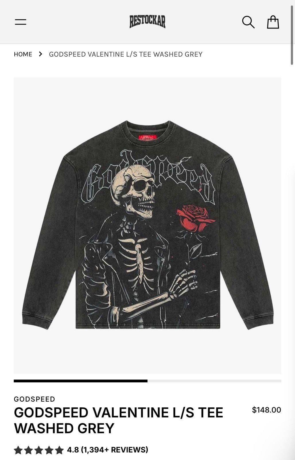 Godspeed GODSPEED VALENTINE L/S TEE WASHED GREY Size US XL / EU 56 / 4 - 1 Thumbnail