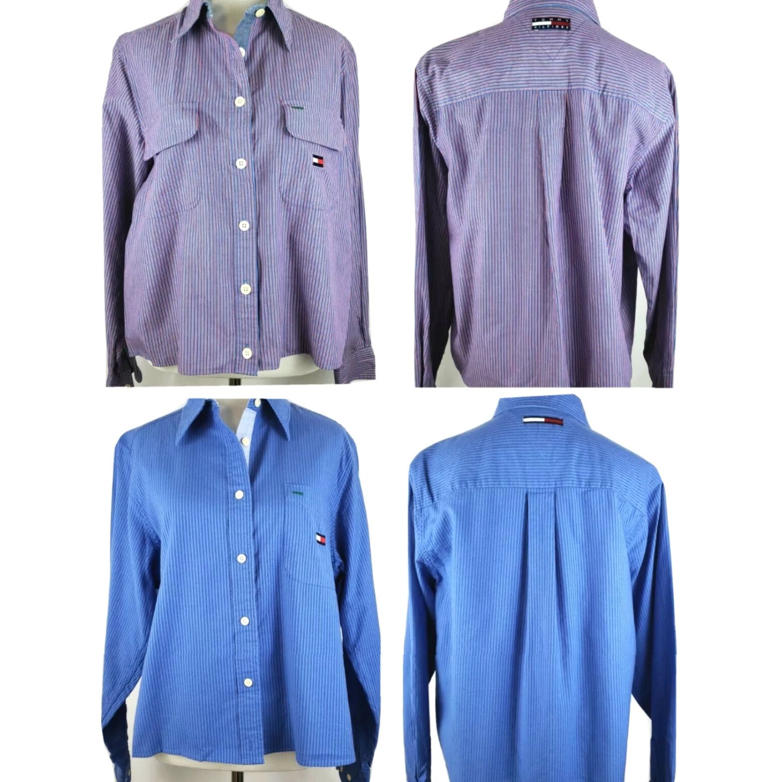 Tommy Hilfiger VINTAGE Tommy Hilfiger Shirt Womens 10 Blue Purple Button Up Long Sleeve Ladies Lot Of 2 Size L / US 10 / IT 46 - 2 Thumbnail