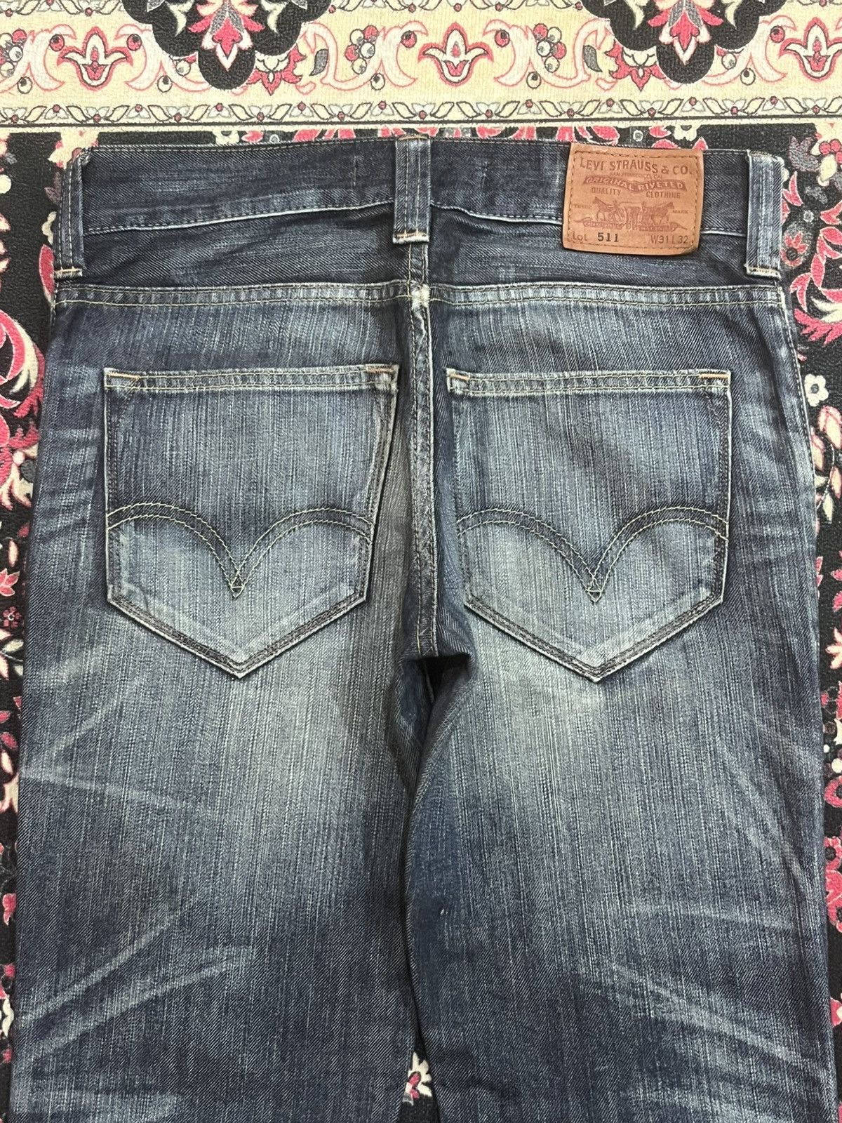 Levi's Vintage Levi’s 511 Slim Fit Blue Whisker Washed Rip Jeans Size US 31 - 7 Thumbnail