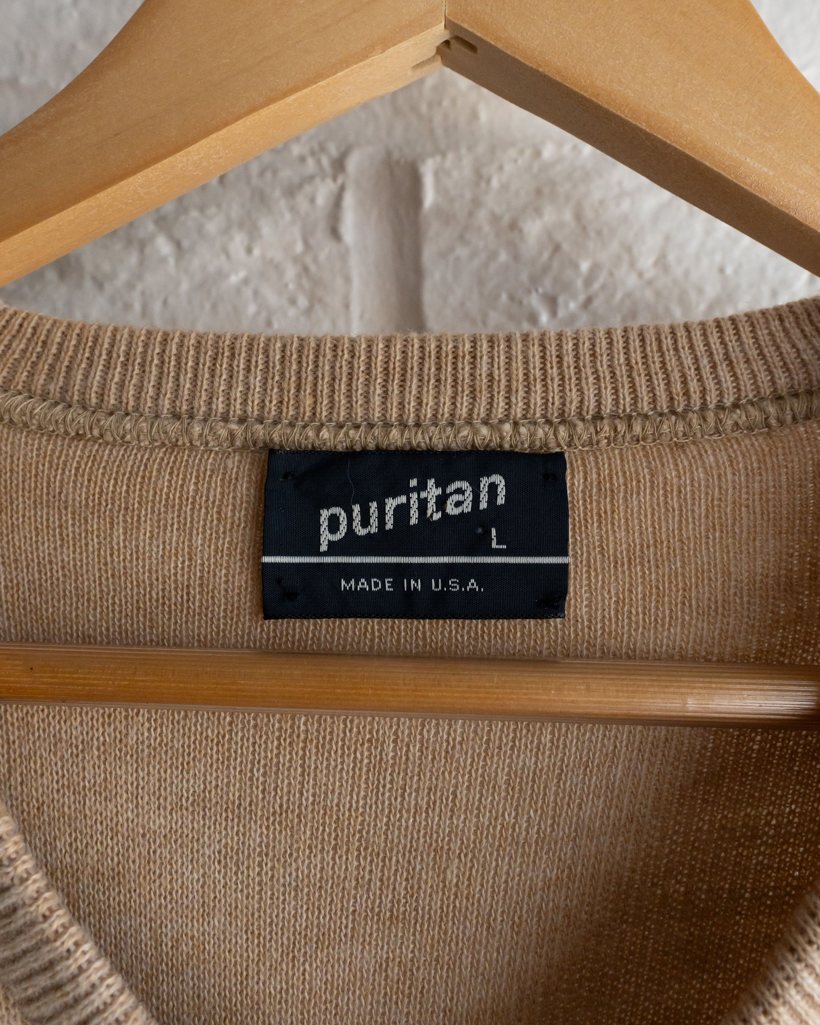 Vintage Vintage 1980s Puritan Tan Beige Sweater V Neck Men's L Size US L / EU 52-54 / 3 - 3 Thumbnail