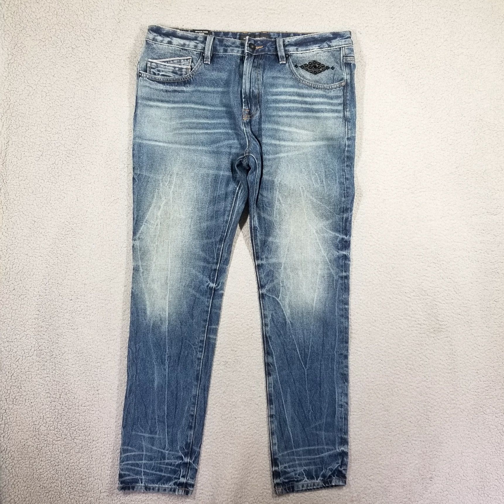 Cult Of Individuality VINTAGE Cult of Individuality Men’s Jeans Slim Fit 34x32 Dark Blue Denim Rhinestones Punk Size US 34 / EU 50 - 2 Thumbnail