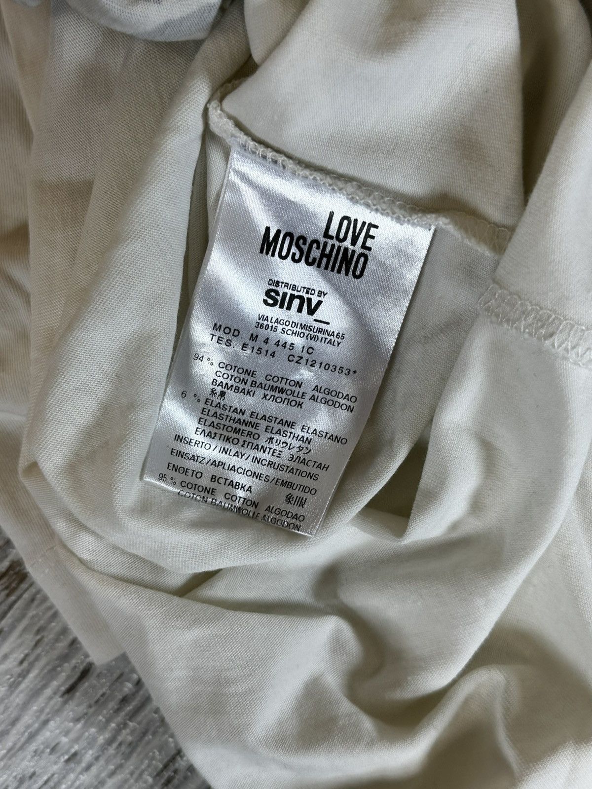Love Moschino Love Moschino Ivory Printed Cotton Long Sleeve T-Shirt Size M / US 6-8 / IT 42-44 - 4 Thumbnail