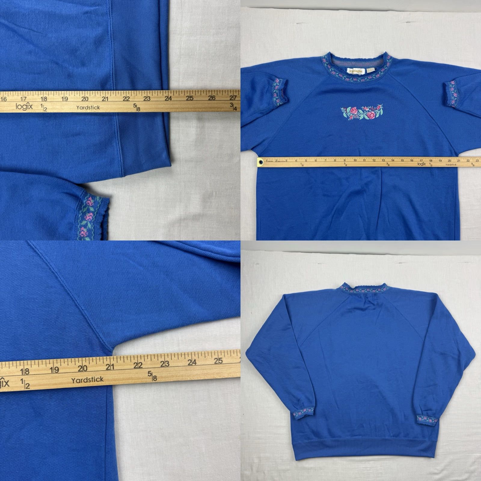 Vintage VINTAGE Huntington Ridge Womens Sweatshirt Crew Neck Long Sleeve Floral Blue 90s Activewear M Womens Size M / US 6-8 / IT 42-44 - 8 Thumbnail