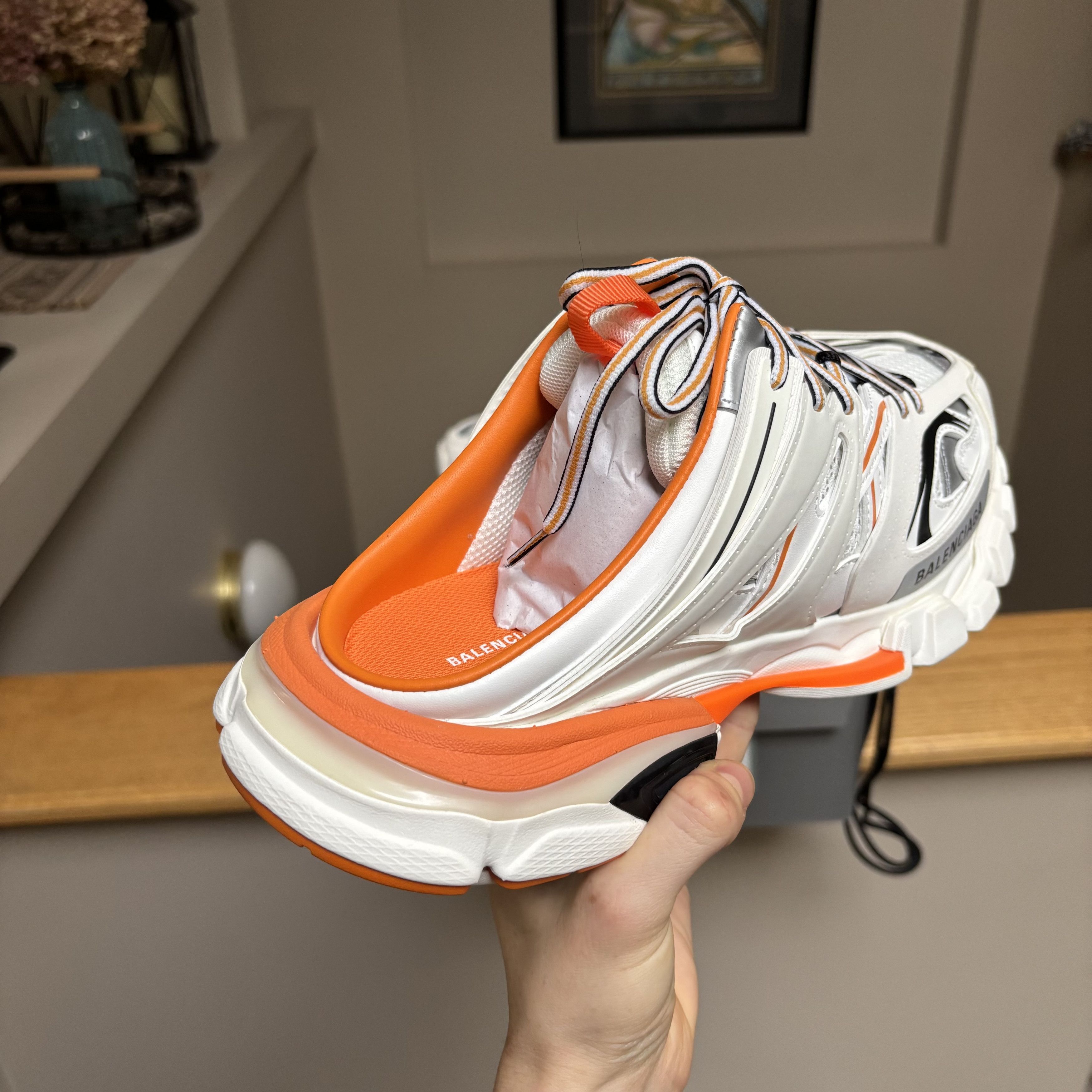 Balenciaga Balenciaga White/Grey/Orange Track Runner Mules Size US 9 / EU 42 - 2 Thumbnail