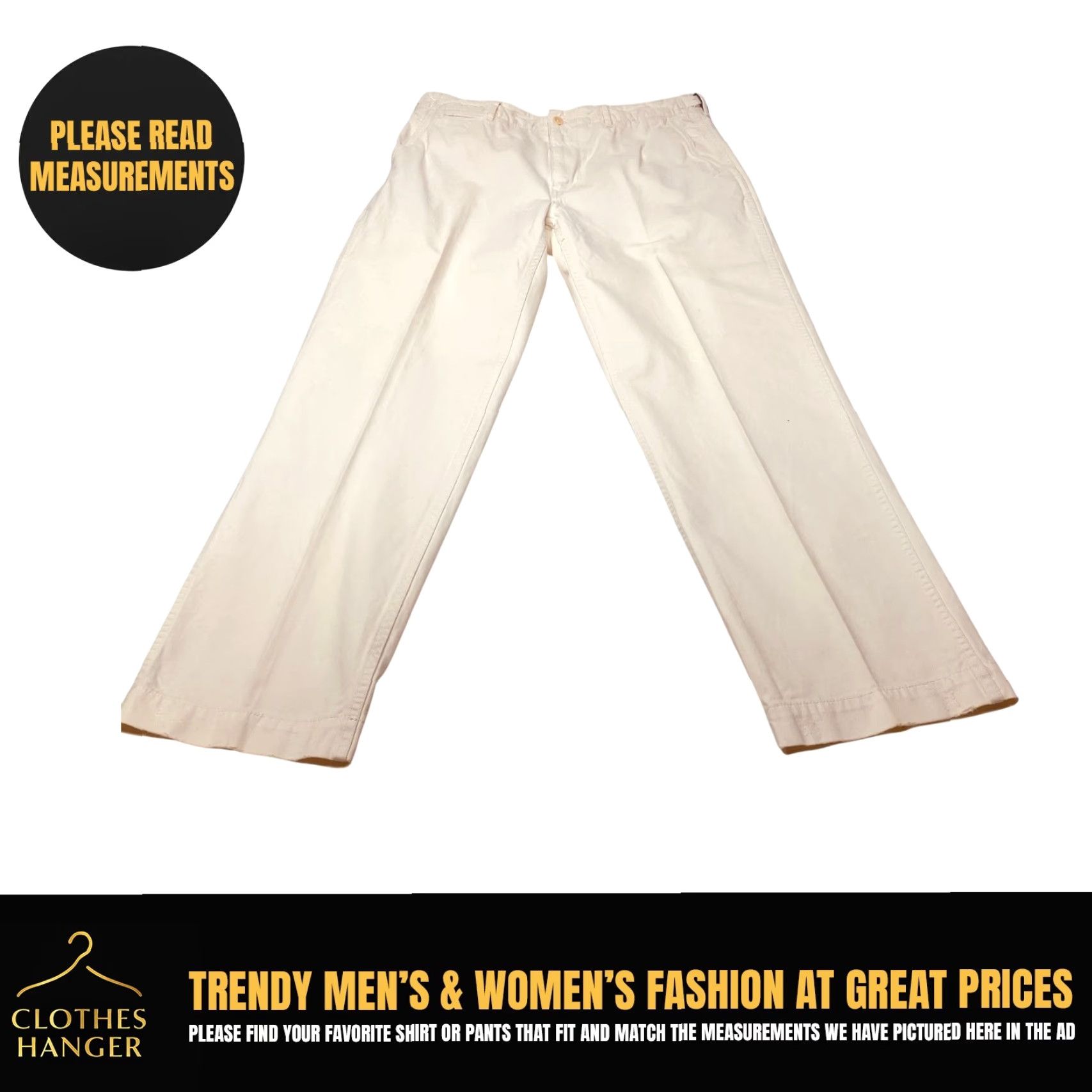 Polo Ralph Lauren VINTAGE Polo Ralph Lauren Pants Mens 36x32 White Adjustable Waist Distressed Cotton Size US M / EU 48-50 / 2 - 2 Thumbnail