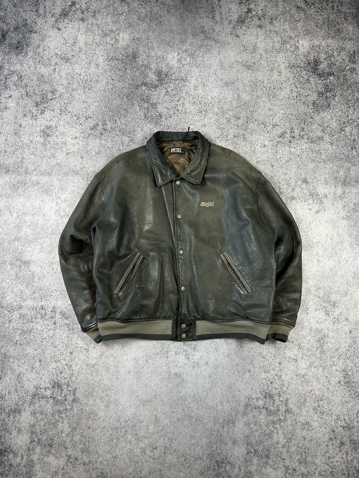 Vintage 90s Leather Diesel Bomber Jacket Streetwear XL USA