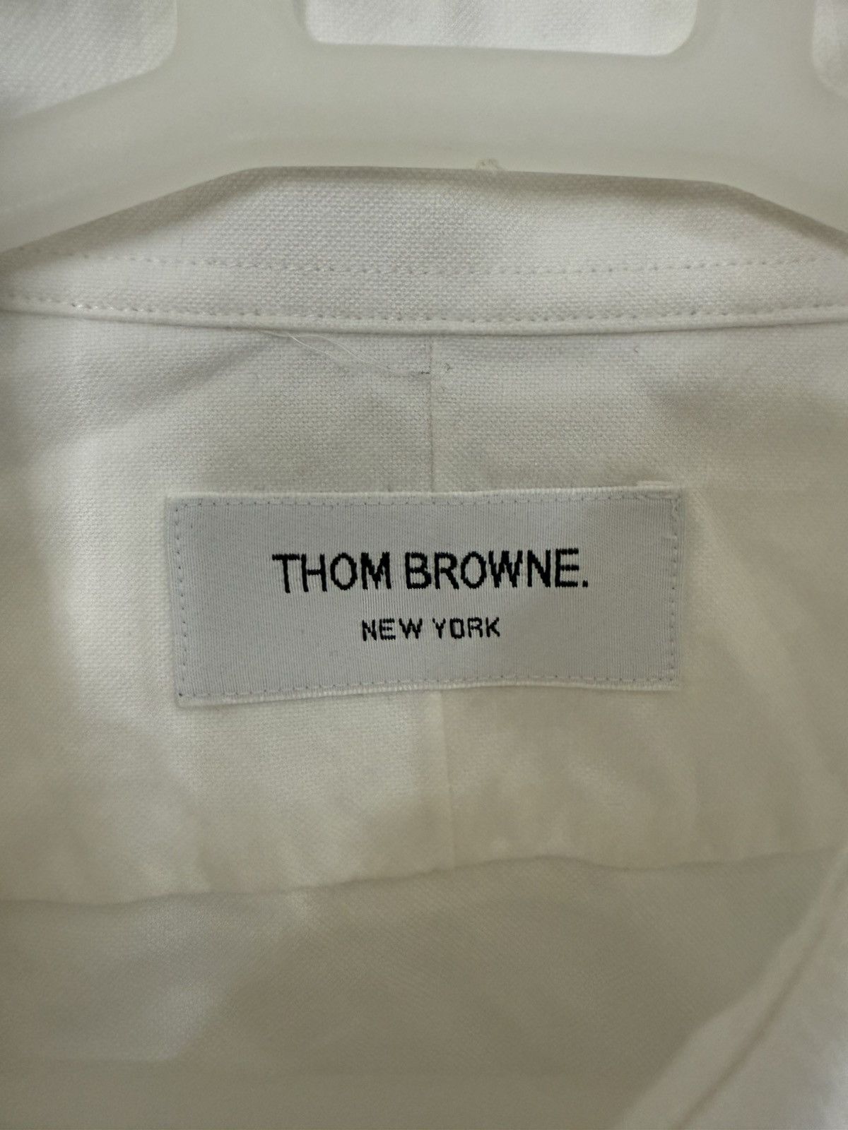 Thom Browne Thom Browne White Oxford Shirt with Tricolor Placket Stripe Size US L / EU 52-54 / 3 - 4 Thumbnail