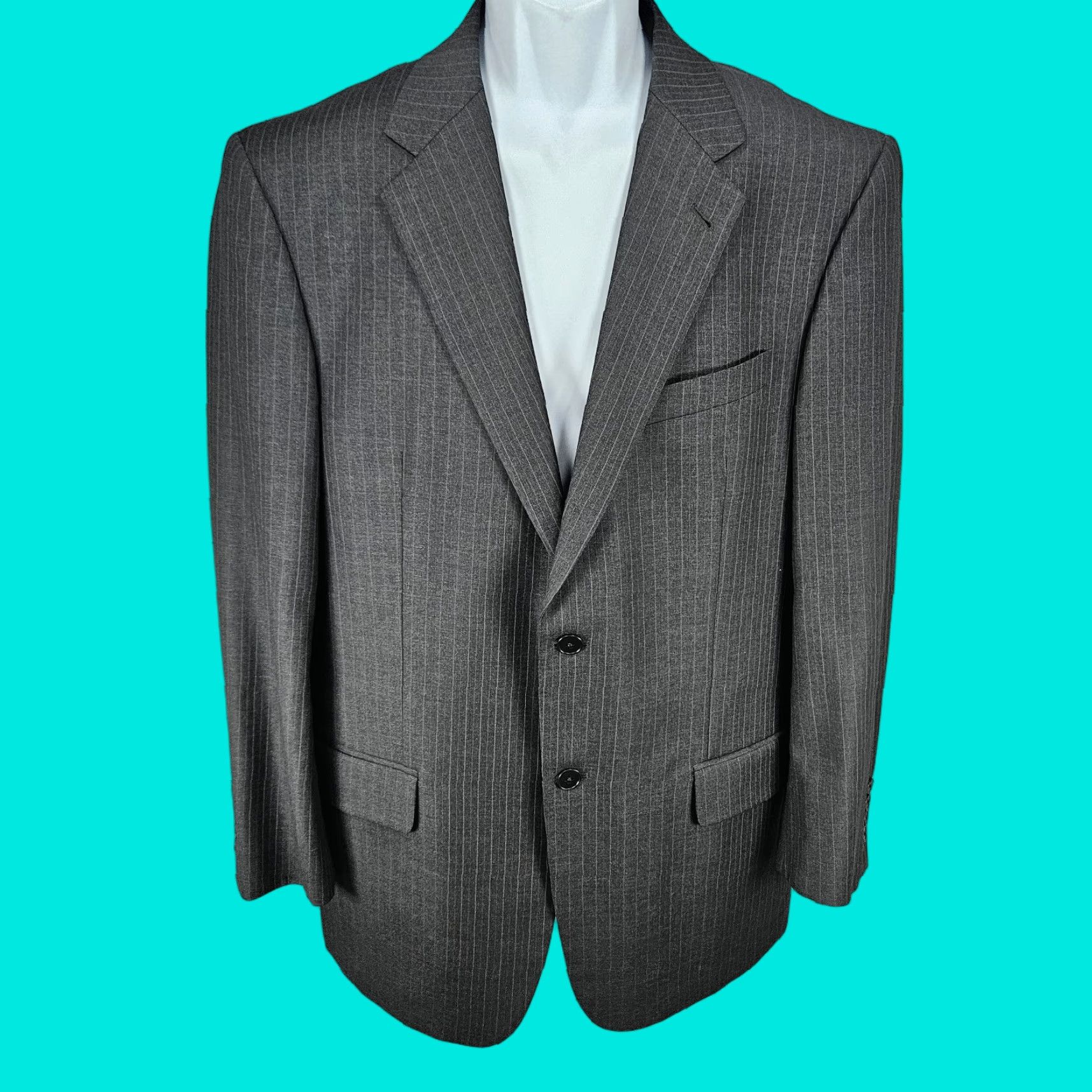Joseph Abboud Joseph Abboud Black Label Grey 100% Wool 2 Button Blazer USA 40R Size 40R - 1 Thumbnail