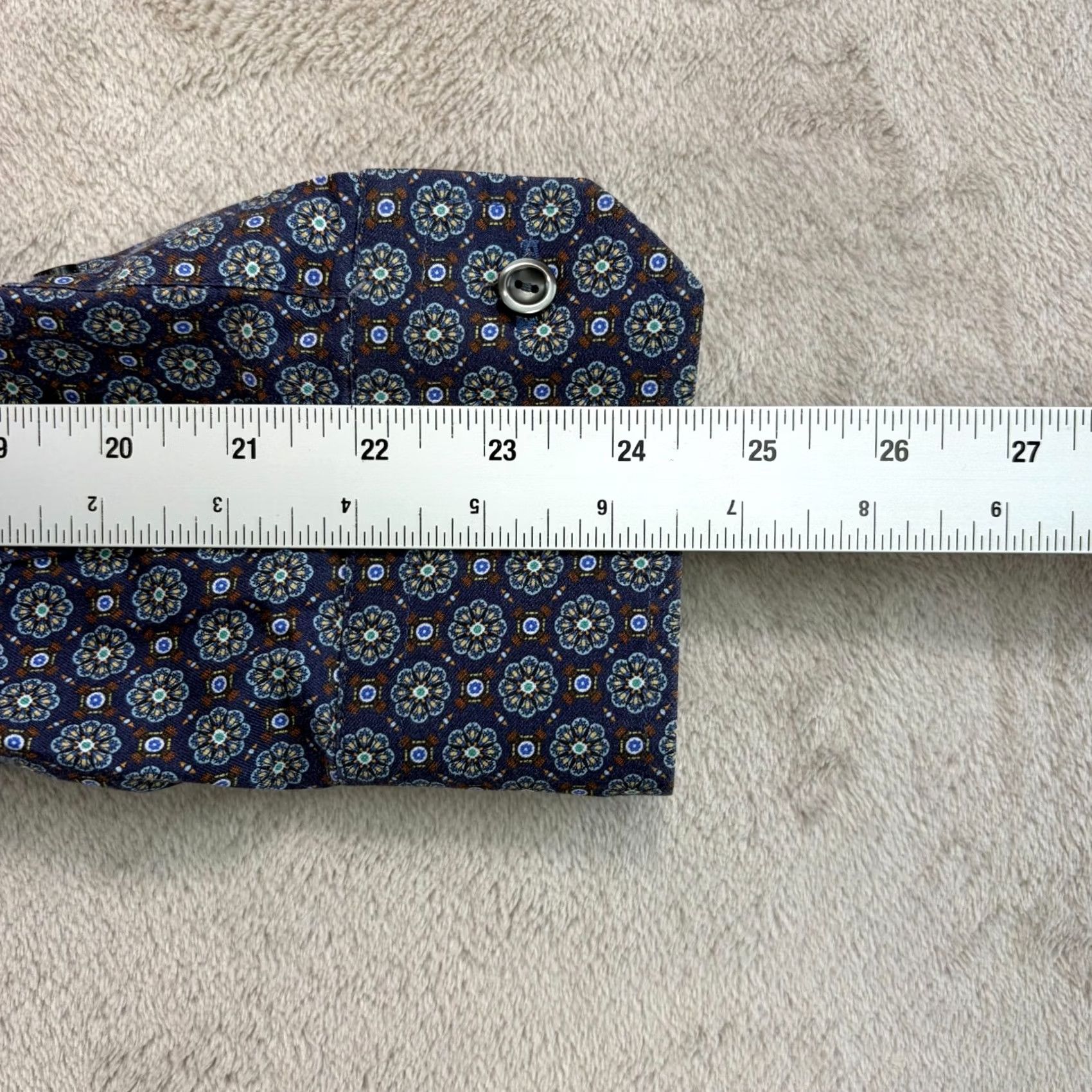Eton ETON Dress Shirts Contemporary Men Large 41 16 Blue Floral Geometric Slim Fit Twill Shirt Size 42R - 7 Thumbnail