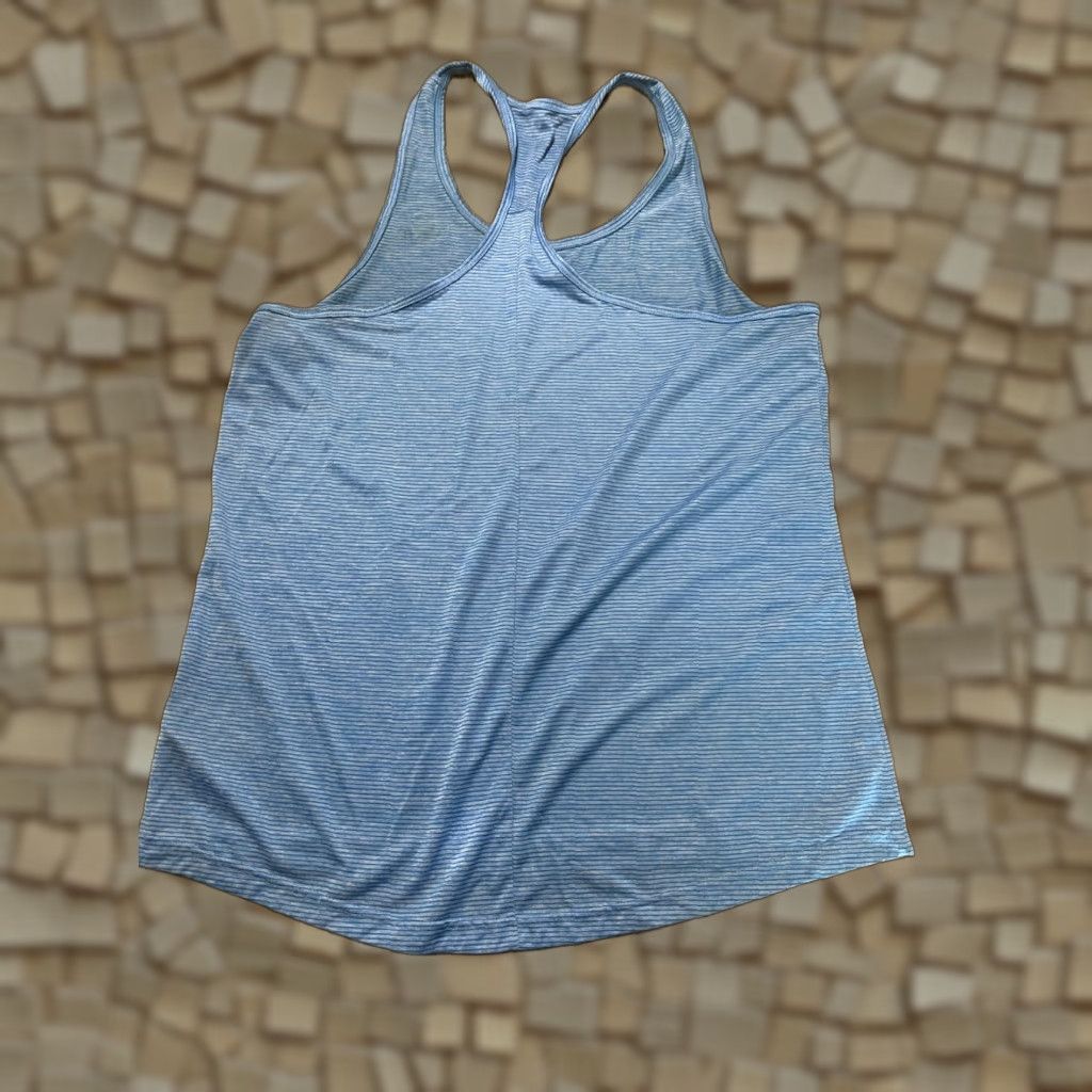 Logo 7 adidas Shirt Women's Large Blue Striped Athletic Top Tank Size L / US 10 / IT 46 - 1 Thumbnail