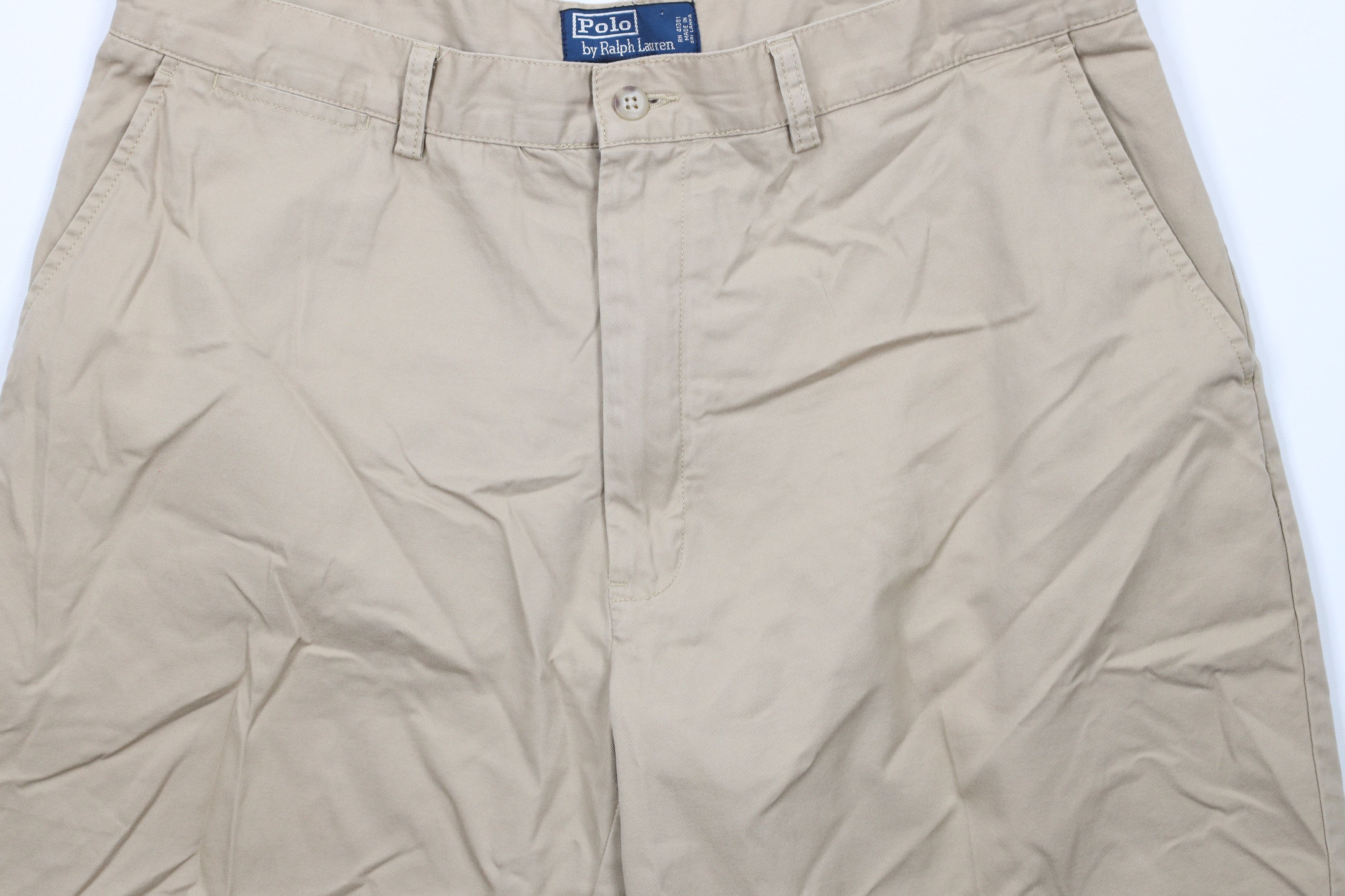 Ralph Lauren × Vintage Vintage 90s Ralph Lauren Front Above Knee Chino Shorts Beige Size US 36 / EU 52 - 3 Thumbnail