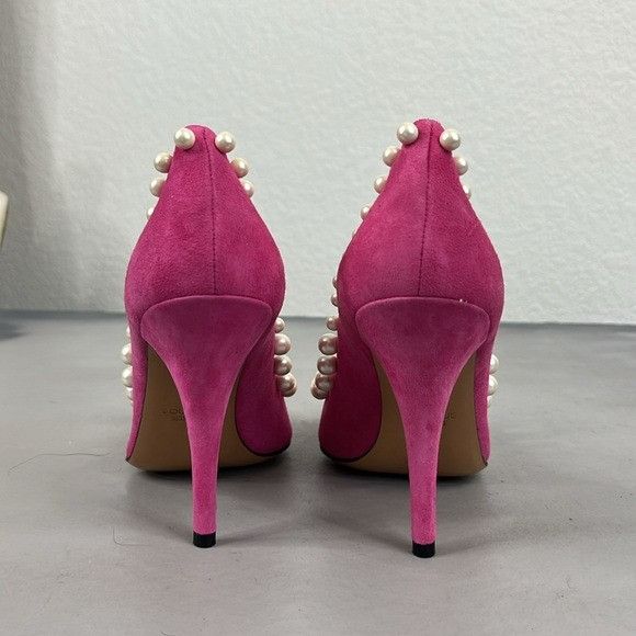 Moschino Moschino Boutique Pink Suede Pearl Pointed Toe 100 mm Heels Size US 8 / IT 38 - 3 Thumbnail