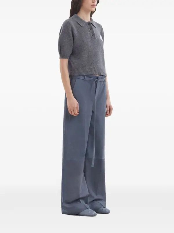 Marni o1w1db11125 Belted Calf-Leather Pants in Blue Size 26" / US 2 / IT 38 - 5 Thumbnail