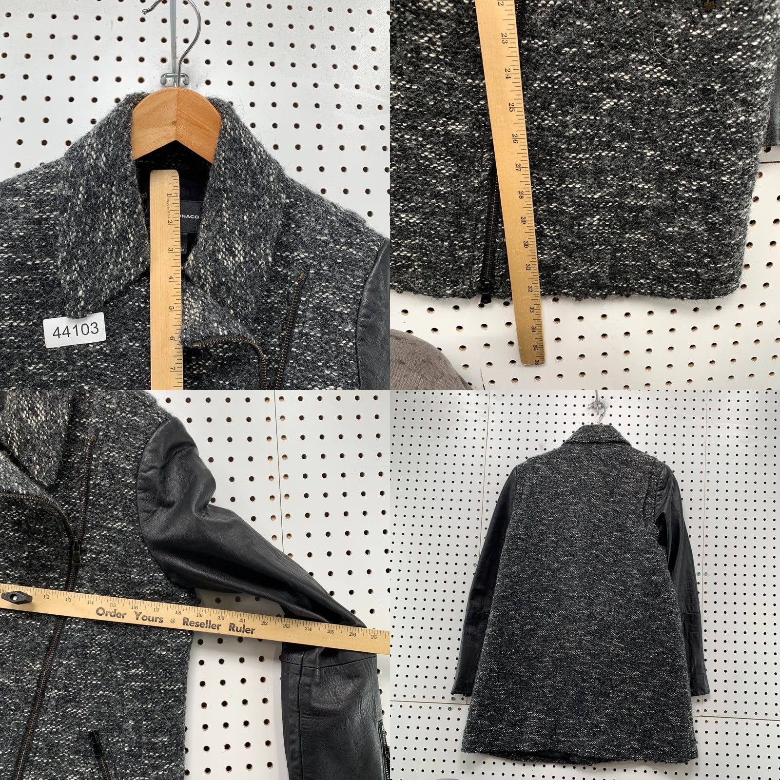 Club Monaco Club Monaco Wool Lamb Leather Sleeve Zip Coat Womens Medium Gray Alpaca Blend Coat Size M / US 6-8 / IT 42-44 - 8 Thumbnail