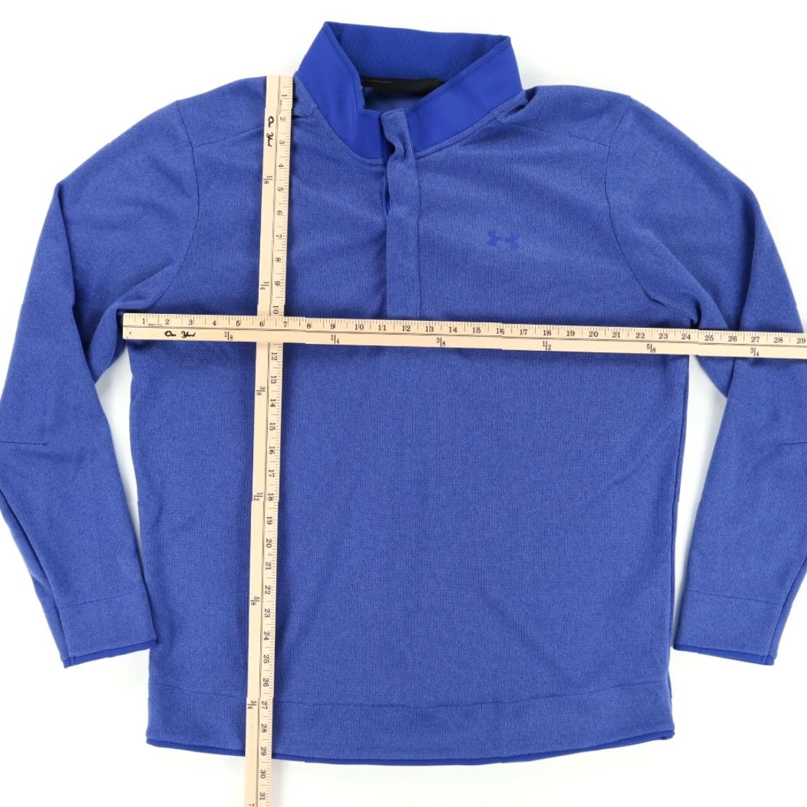 Under Armour Under Armour Golf Pullover 1/4 Snap Solid Mock Long Sleeve Sweatshirt Blue Men's 2XL Size US XXL / EU 58 / 5 - 3 Thumbnail