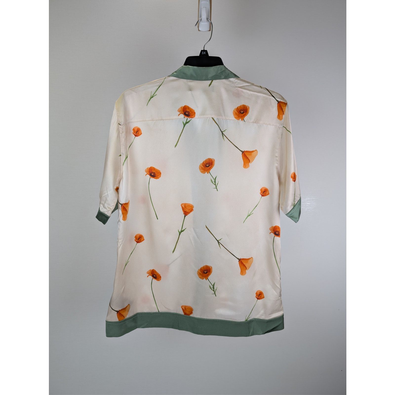 Nahmias o1rshd1 CC20 Colorblock Poppy Short Sleeve Silk Shirt Ivory Size US M / EU 48-50 / 2 - 9 Thumbnail