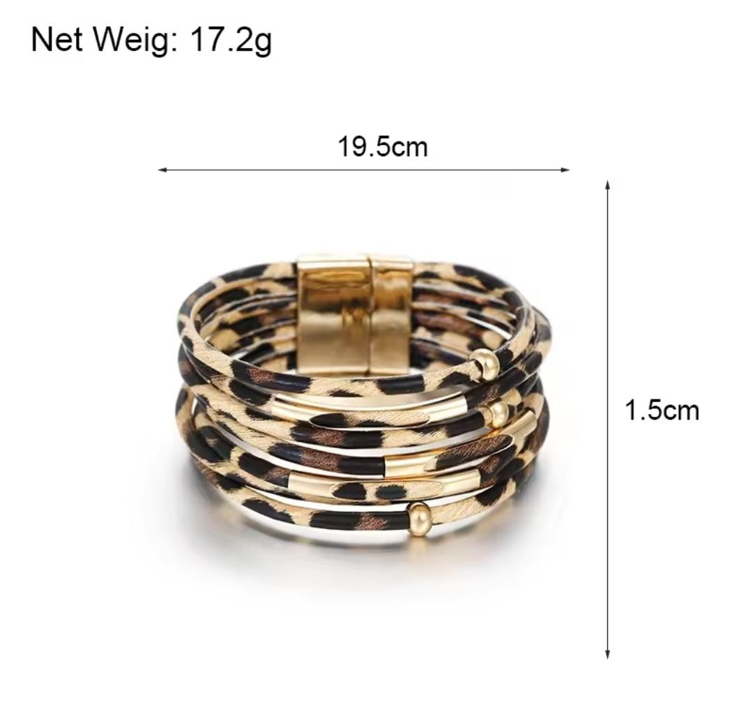 Vintage Leopard Metal Tube Spiral Bracelet Size ONE SIZE - 6 Thumbnail