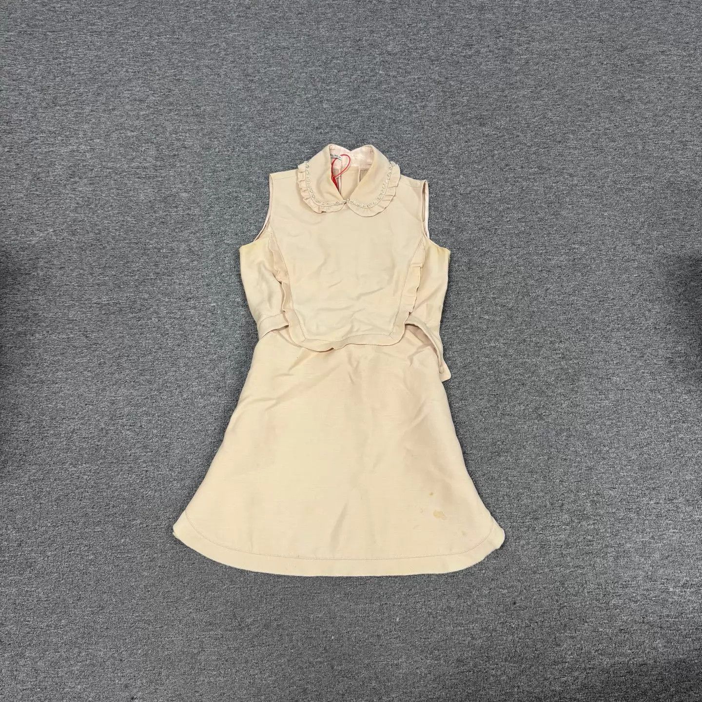 Miu Miu MIU MIU Beige Beaded Peter Pan Sleeveless Waist Dress 42 Size M / US 6-8 / IT 42-44 - 1 Thumbnail