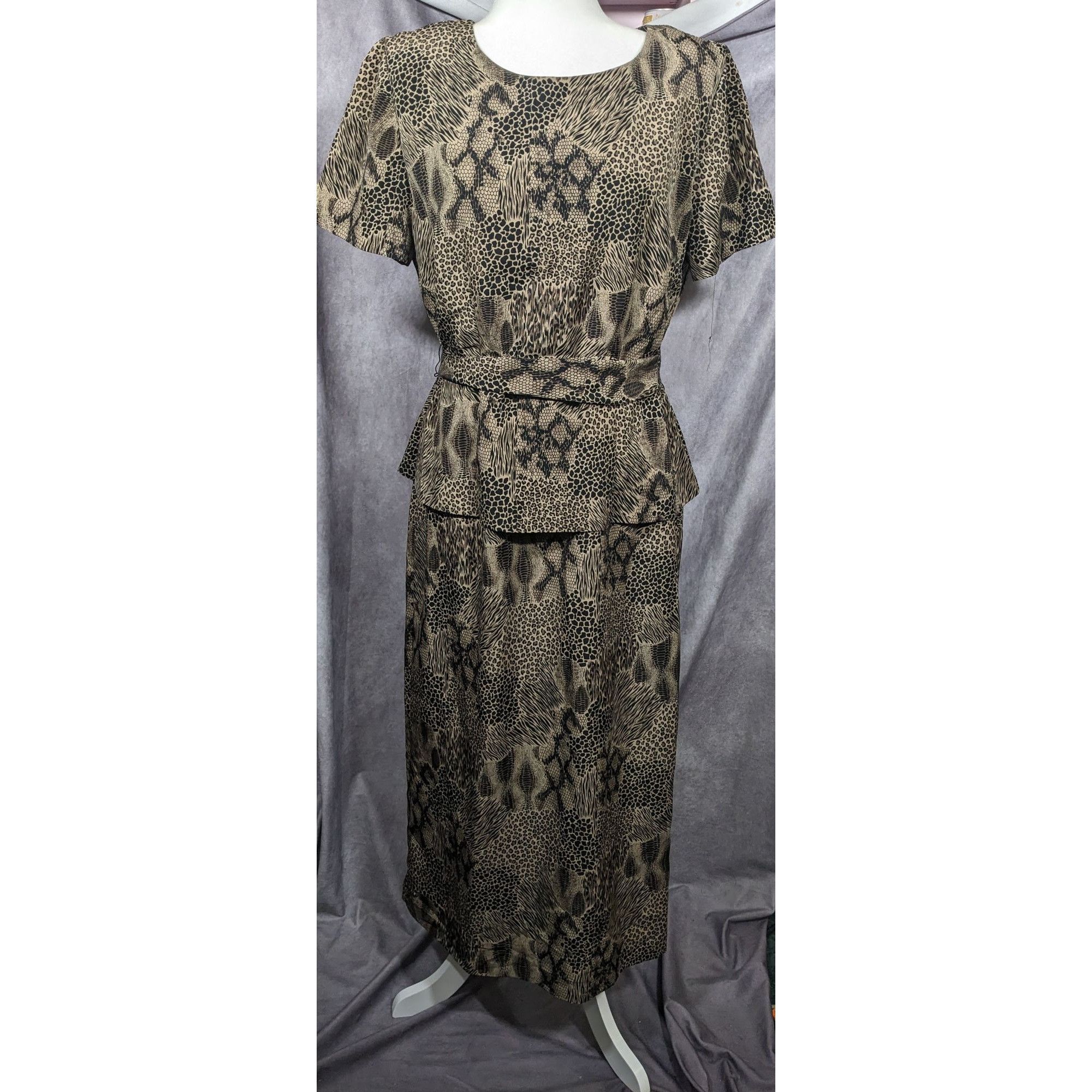 Other Vintage 90s Mixed Animal Print Peplum Sag Harbor Dress Size XL / US 12-14 / IT 48-50 - 6 Thumbnail