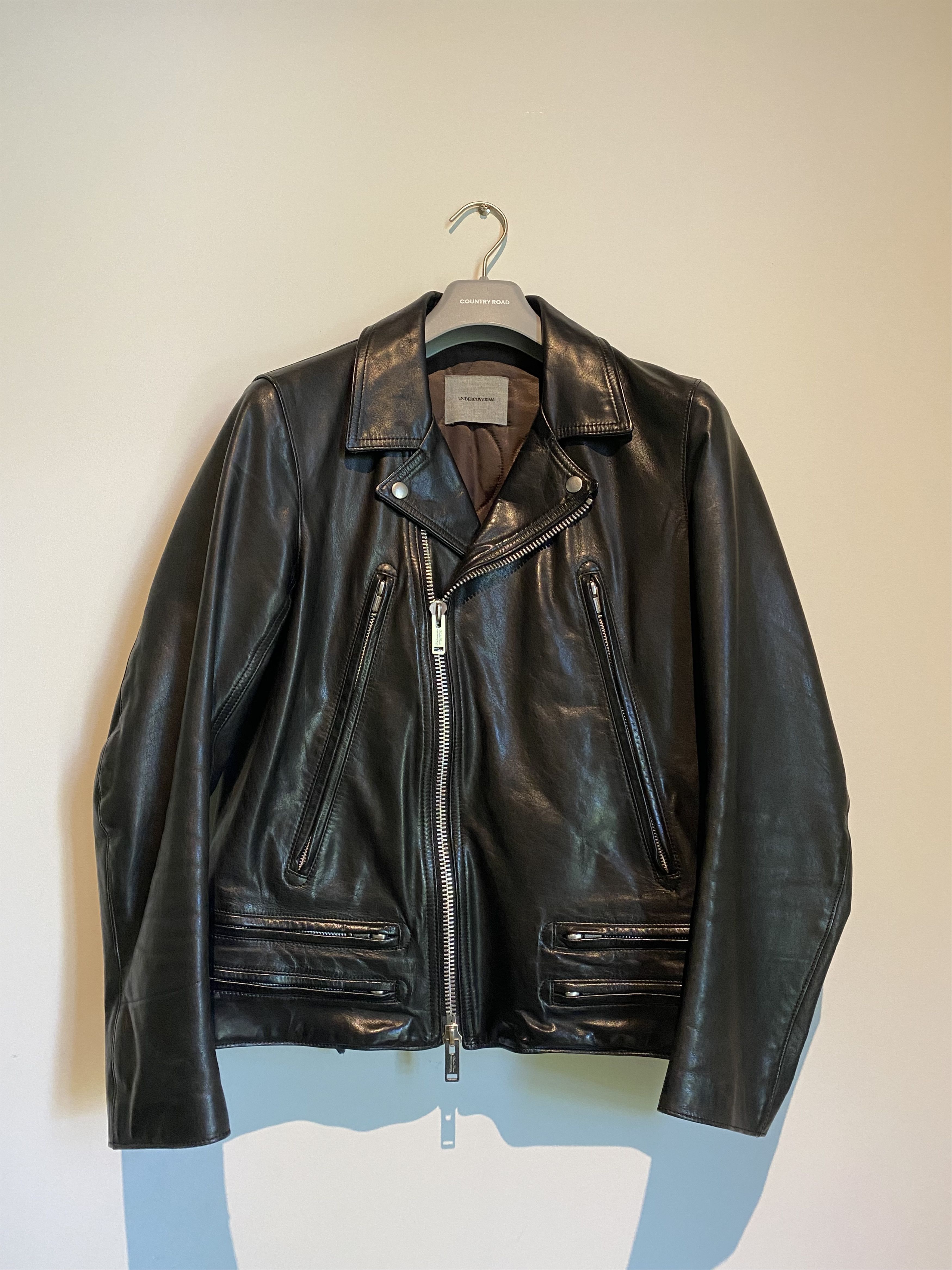 ジャケット・アウター undercoverism leather ridersjacket Undercover Double Breast Leather Riders Jacket - Black