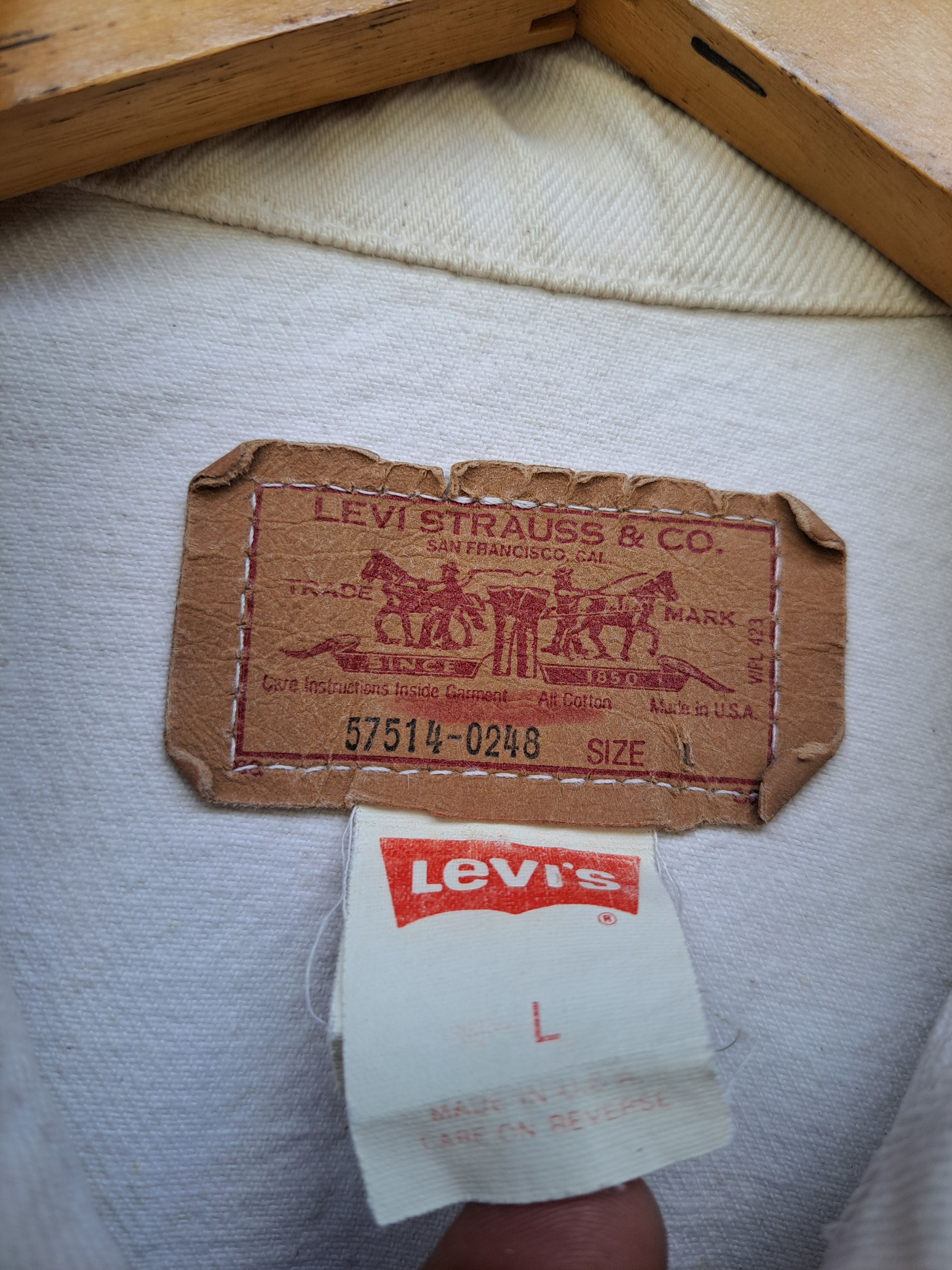 Levi's Vintage Clothing Vintage 80s LEVIS Usa Trucker Denim Jacket White L Unisex Size US L / EU 52-54 / 3 - 6 Thumbnail