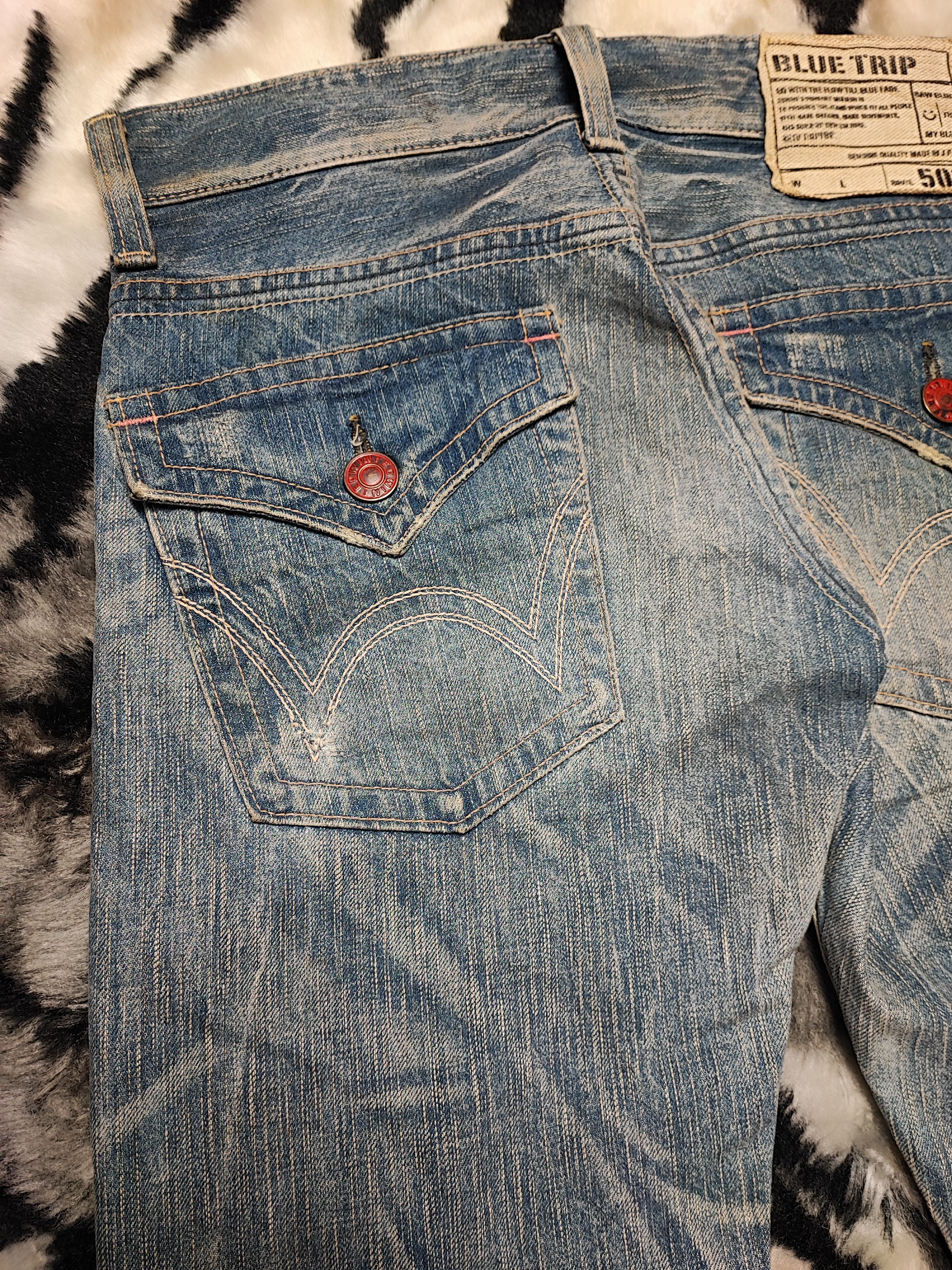 Edwin Edwin 503 Blue Trip Japan Distressed Jeans Size US 31 - 22 Thumbnail