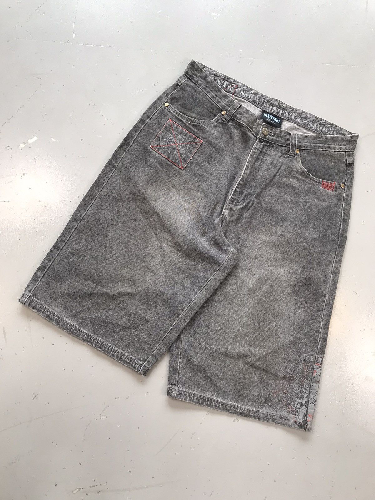 Designer × Vintage Vintage shock resistant embroidered jort Size US 35 - 2 Thumbnail