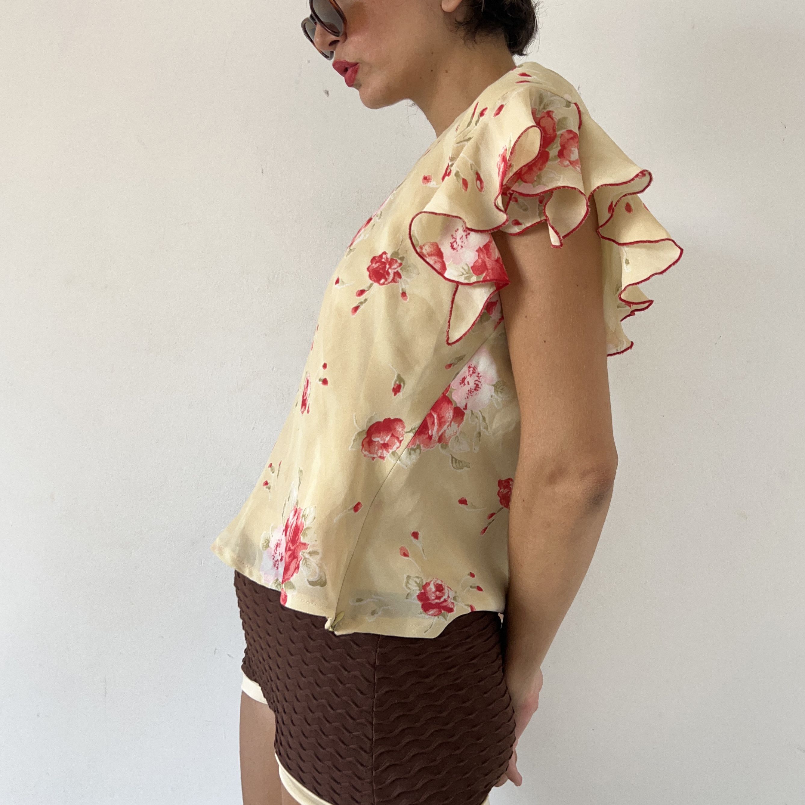 Vintage Vintage frilly floral crop blouse Size XL / US 12-14 / IT 48-50 - 5 Thumbnail
