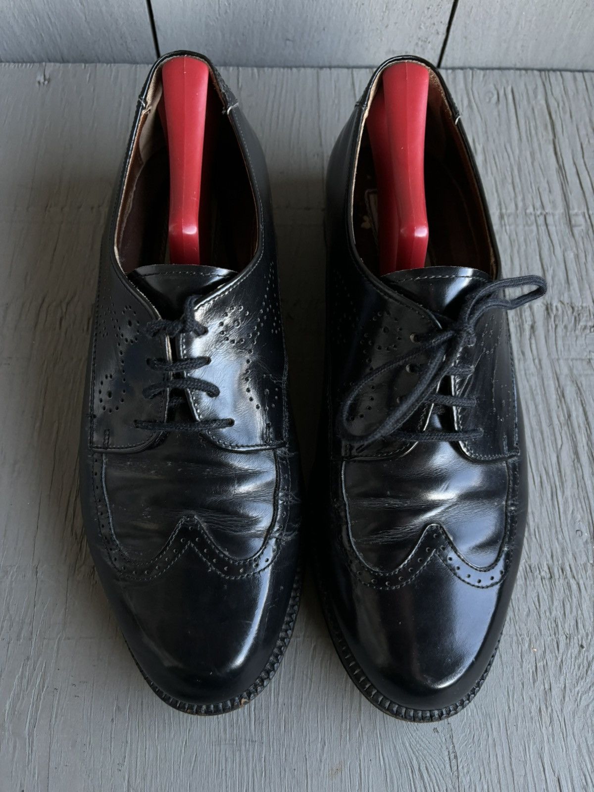 FABI × Vintage Vintage Black Leather Wingtip Derby Shoes Oxford Fabi Mens 8 Size US 8 / EU 41 - 5 Thumbnail