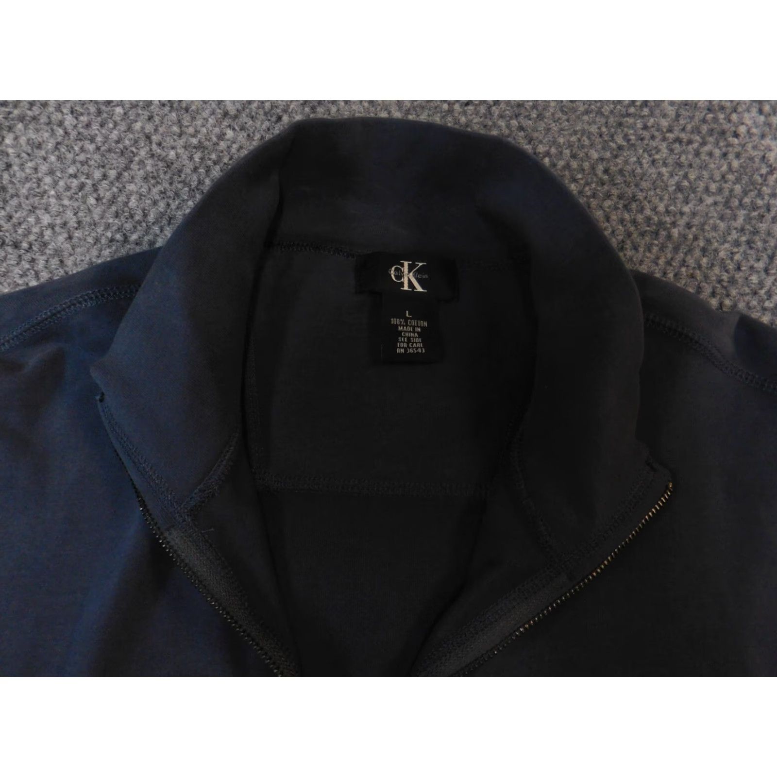 Calvin Klein Calvin Klein Mens Sweater Large Blue 1/4 Zip Pullover Knit Regular Size L Crew Neck Mock Neck Long Sleeve Solid Size US L / EU 52-54 / 3 - 6 Thumbnail