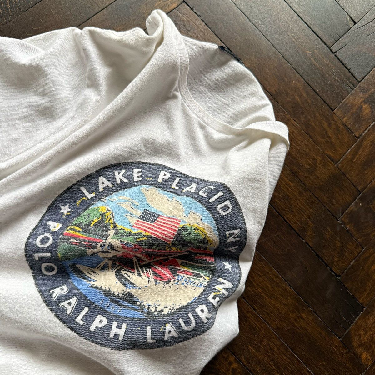 Polo Ralph Lauren Polo by Ralph Lauren White Graphic T-Shirt Lake Placid NY Size US L / EU 52-54 / 3 - 6 Thumbnail