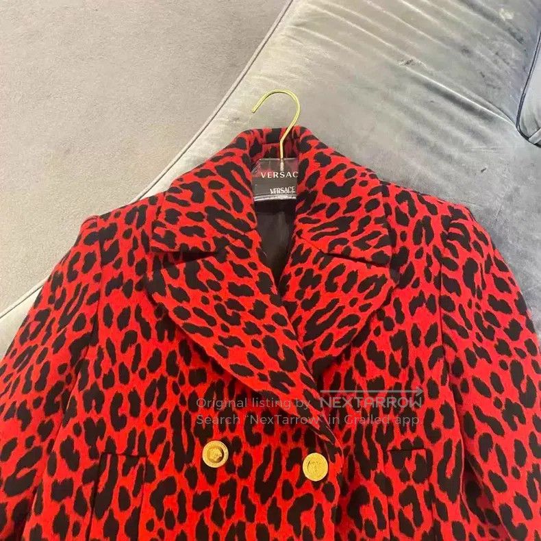 Versace Versace Red leopard print wool thick coat Size M / US 6-8 / IT 42-44 - 6 Thumbnail