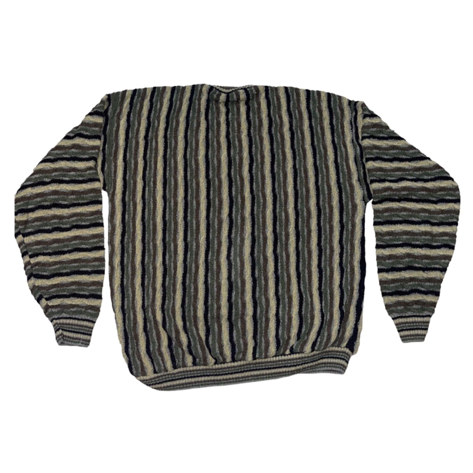 Vintage VINTAGE Protege Sweater Mens XLT Knit 3D Striped Crew Neck Cable-Knit Pullover Earth Tones 90s Style Size US XL / EU 56 / 4 - 3 Thumbnail