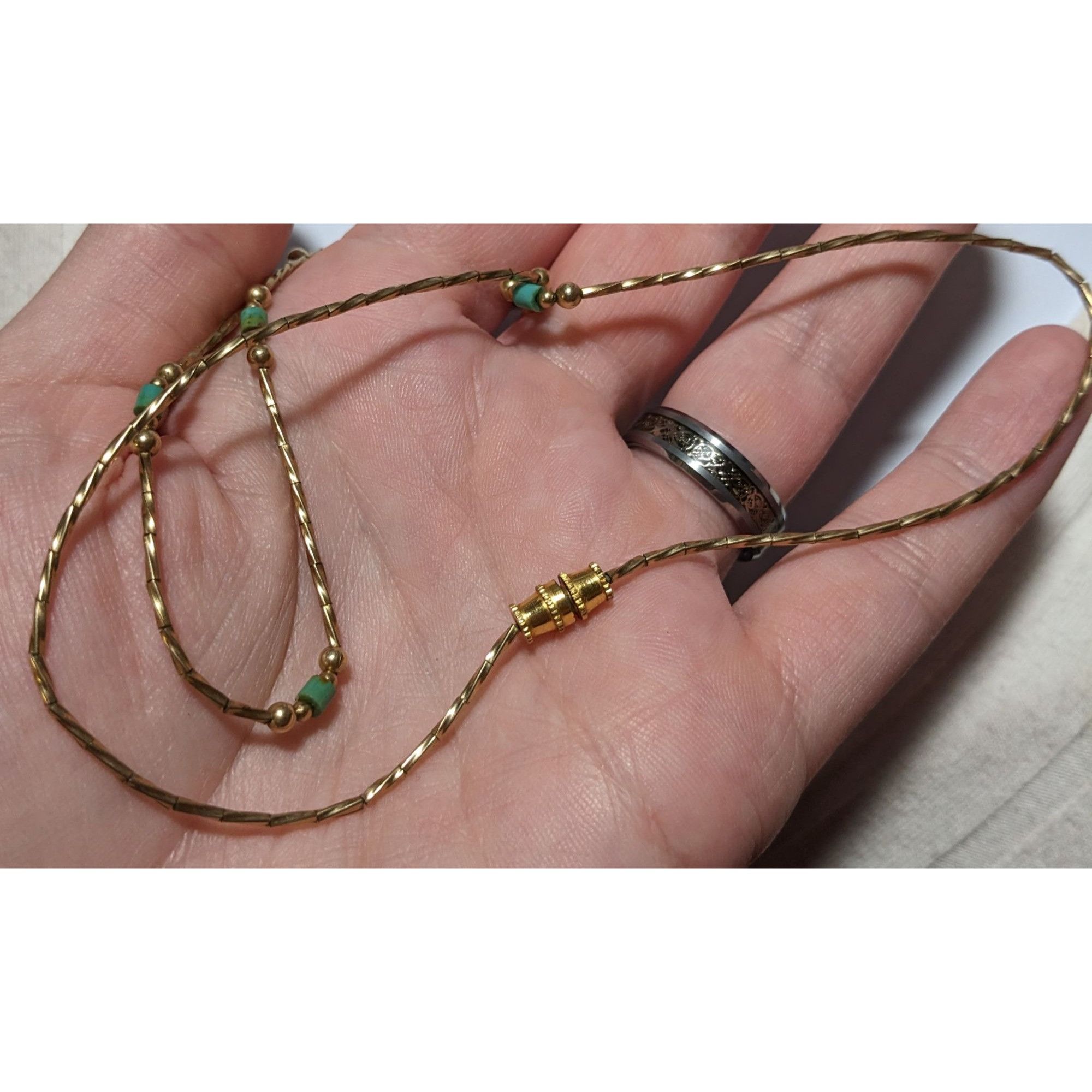 Other Minimalist Elegant Turquoise And Gold Beaded Necklace Size ONE SIZE - 3 Thumbnail