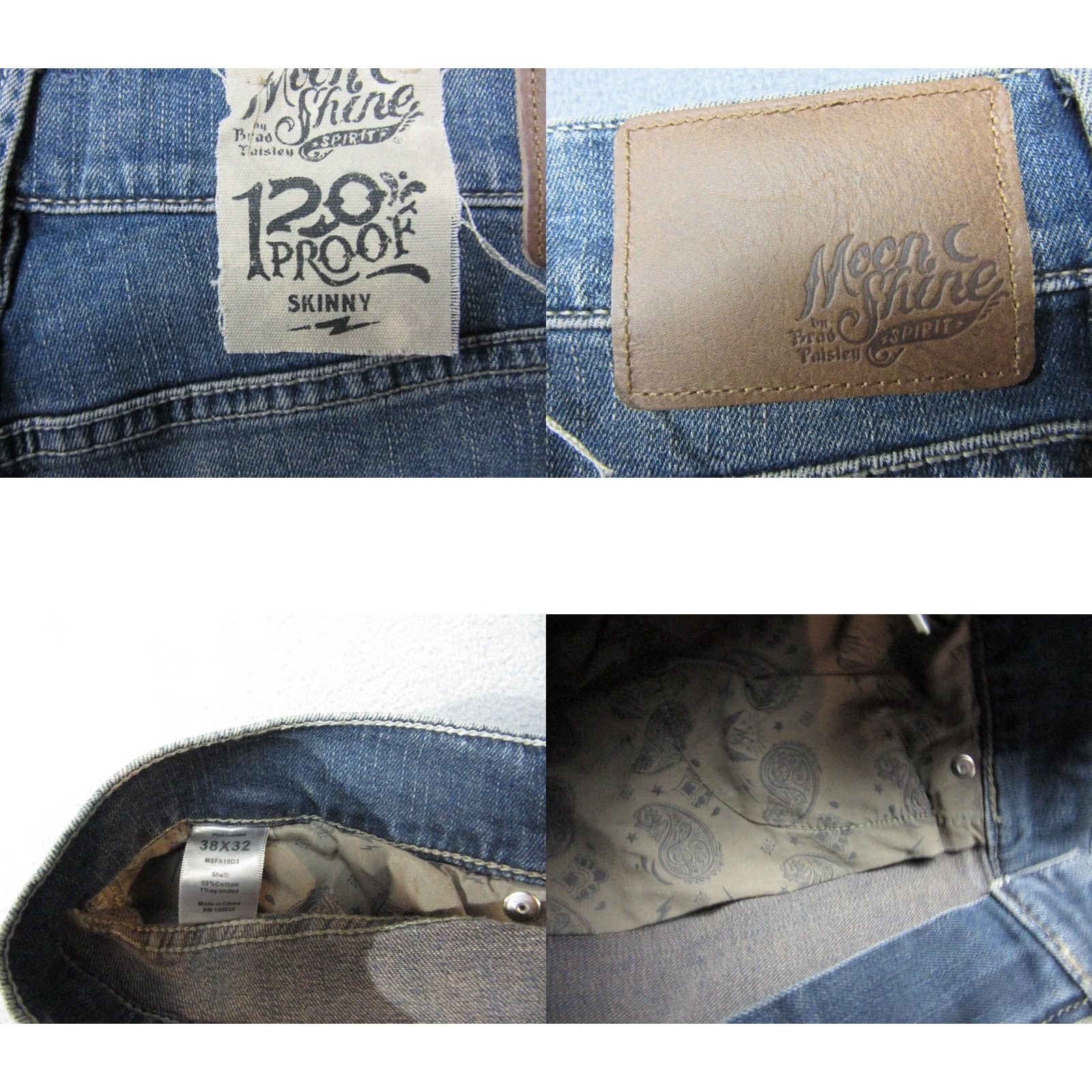 Vintage Moon Shine Spirit Jeans Mens 38x32 Blue Skinny Stretch Denim Pants New Size US 38 / EU 54 - 9 Thumbnail