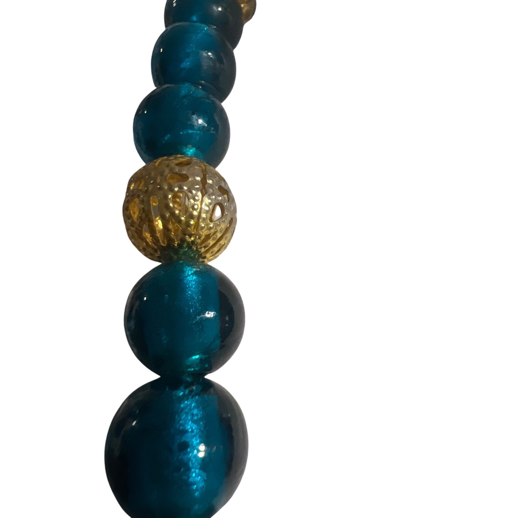 Other Vintage Blue Glass Bead Necklace Gold Tone Cage Beads Hook C Size ONE SIZE - 3 Thumbnail