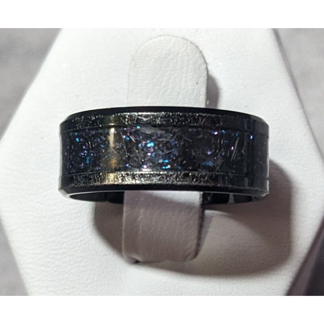Other Gothic Black Stainless Steel Blue And Purple Glitter Inlay R Size ONE SIZE - 6 Thumbnail