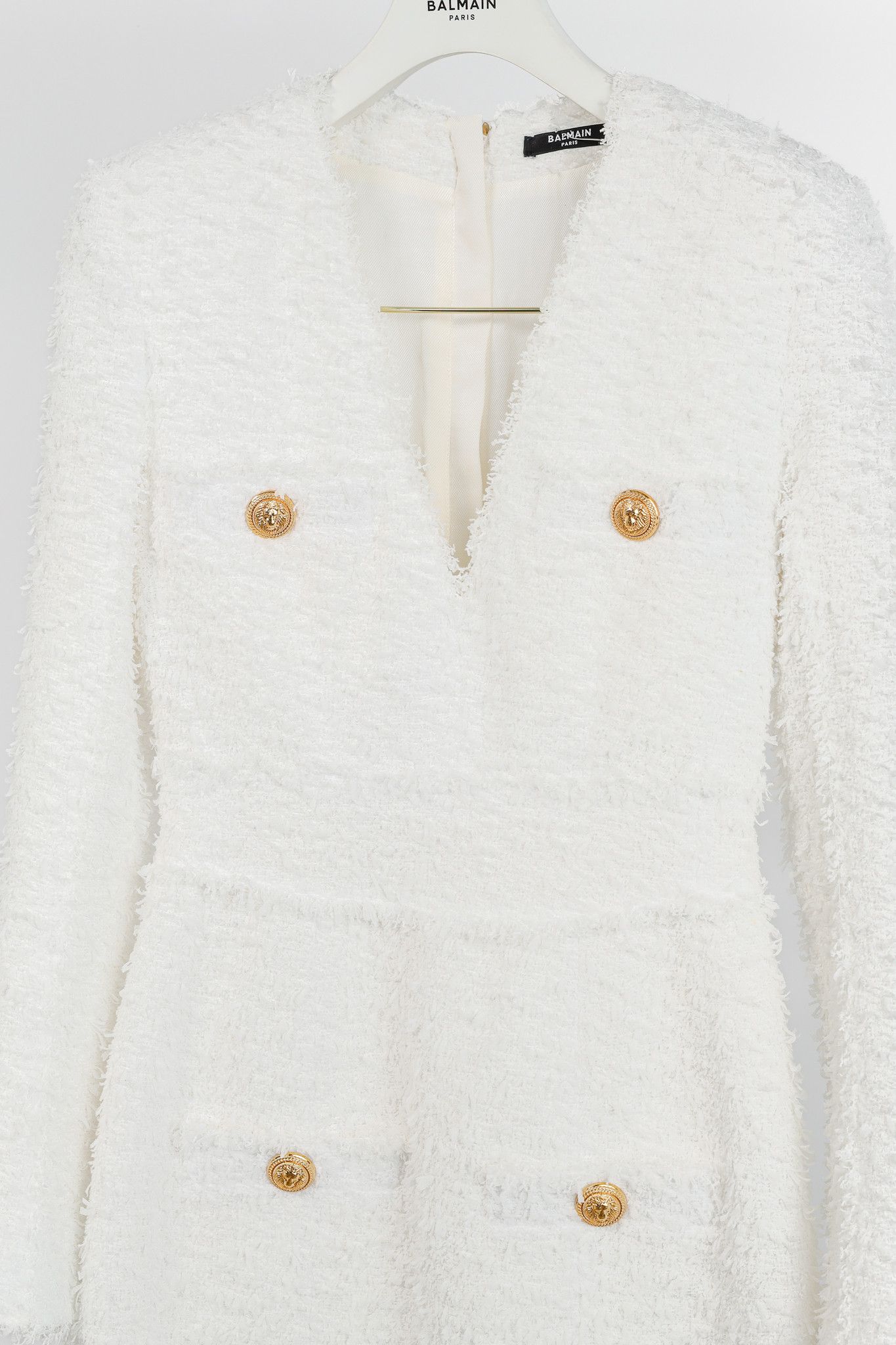 Balmain Balmain Tweed Button-Embellished Long-Sleeve Mini Dress Size M / US 6-8 / IT 42-44 - 4 Thumbnail