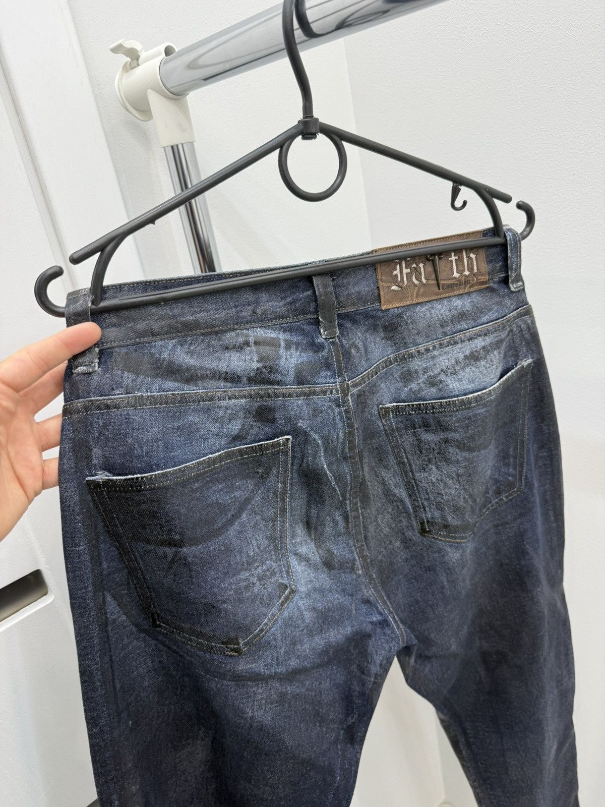 Designer × Faith Connexion Faith Connexion Printed Waxed Jean Slim Ice Denim Size US 32 / EU 48 - 3 Thumbnail